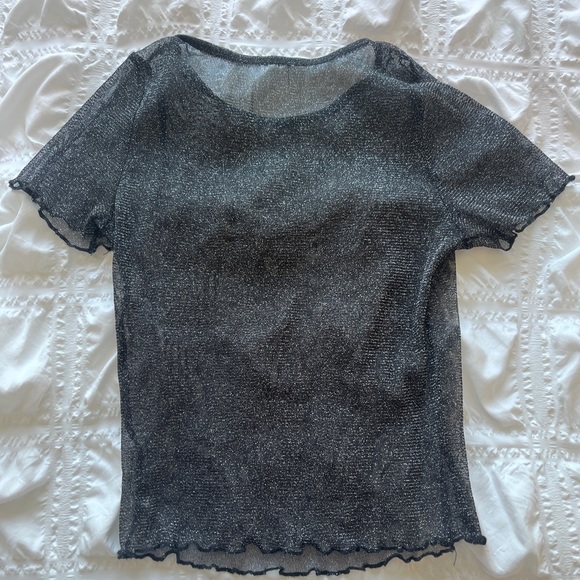 Holister sheer glittery black crop top - Picture 2 of 3